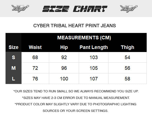 Cyber Tribal Heart Jeans - Cyber Y2K Shop – High Street Pink