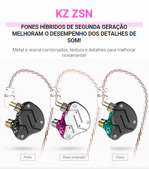 fone de ouvido in-ear kz zsn oficial