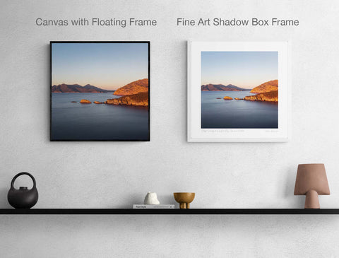 the image is about the differences betewen canvas and frame artworks.