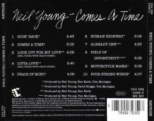 Neil Young : Comes A Time (CD, Album, RE)
