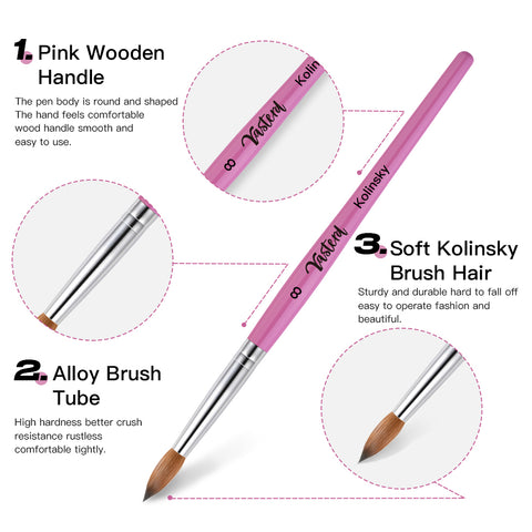 Spade Kolinsky Acrylic Brush, Black #8, #10, and #12 – Universal