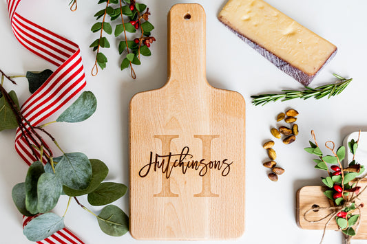 Last Name Cutting / Charcuterie Cutting Board with Handle – Signs