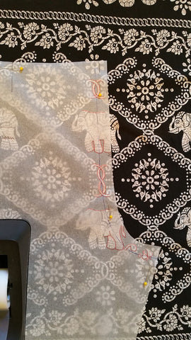 Drawing elephants on my pattern pieces