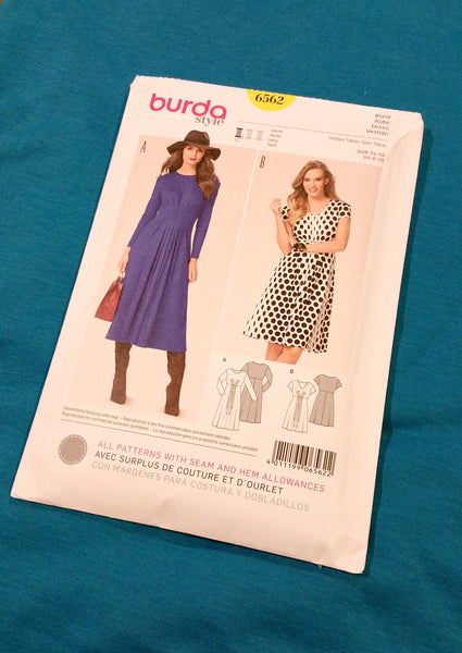 Burda pattern 6562 and teal fabric