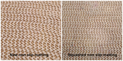 Non slip mat before and after being squashed by my overlocker