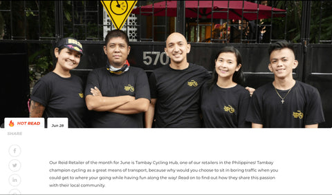 The Tambay Cycling Hub team featured on reidbikes.com as the international Reid Retailer of the Month for June 2023.