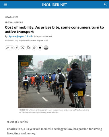Screenshot of the Inquirer's website showing the headline and picture of a story on the Cost of Mobility.