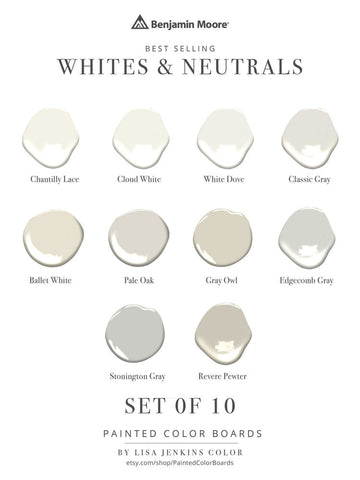 white and neutral paint swatches recommended by Town Line Paint
