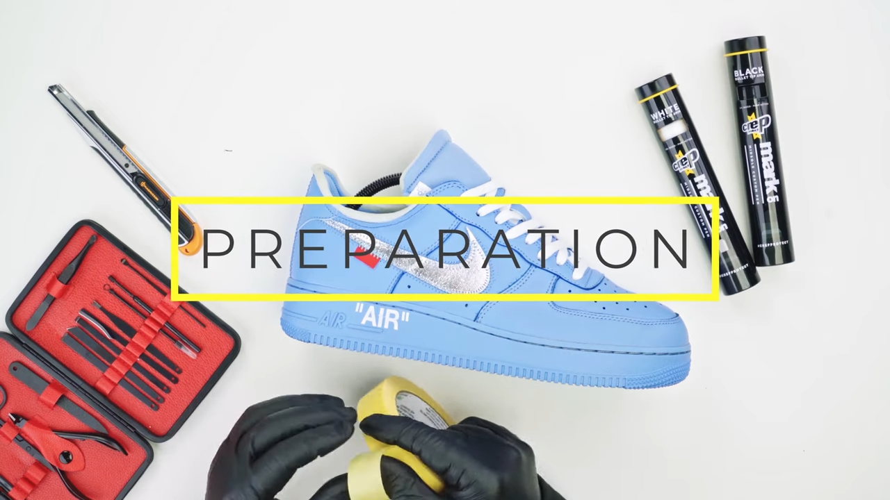 Preparing the Off-White Air Force 1s