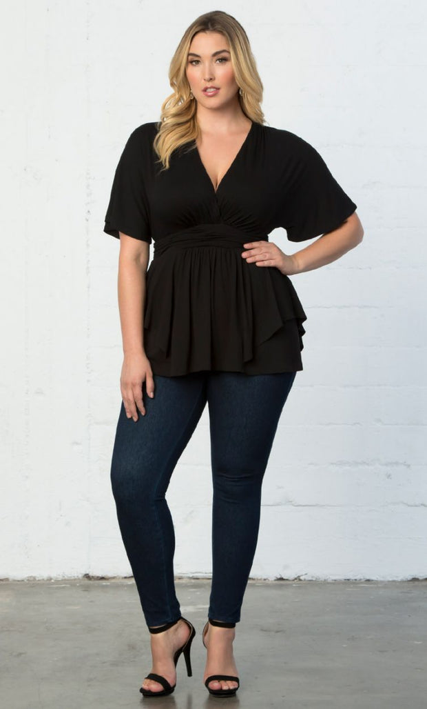 Plus Size Clothing Online | Kiyonna Top in Black Noir | Australia