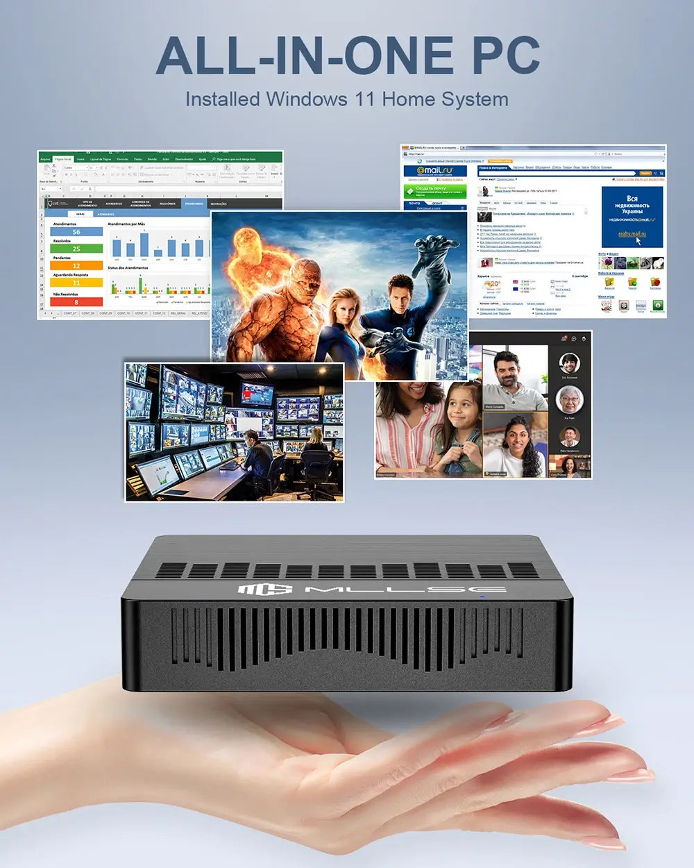 MLLSE Mini Computer M2 Air: Intel N4000, Windows 11 MLLSE Mini Computer M2 Air Intel Gemini Lake N4000 Operating System Windows 11 6GB Memory 128GB Storage Dual-Band Wireless Bluetooth USB Compact PC