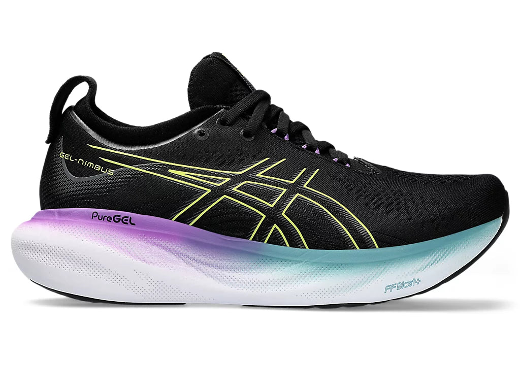 Asics Womens Gel Nimbus 25 - Black/Glow Yellow (1012B356-004)