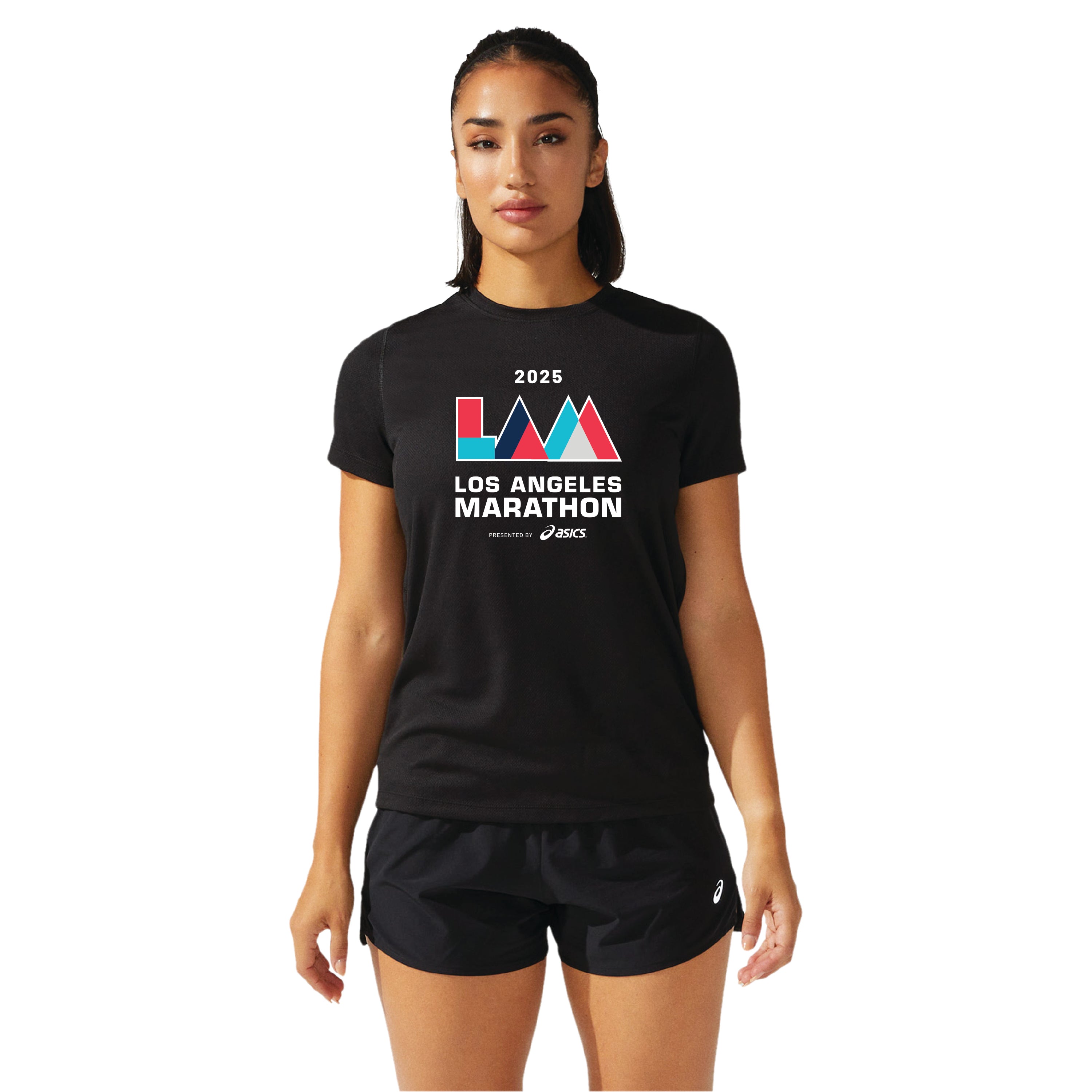 LA Marathon - ASICS Women's Ready Set Short Sleeve Tee Black (2012b469) (LA38/LA35B)