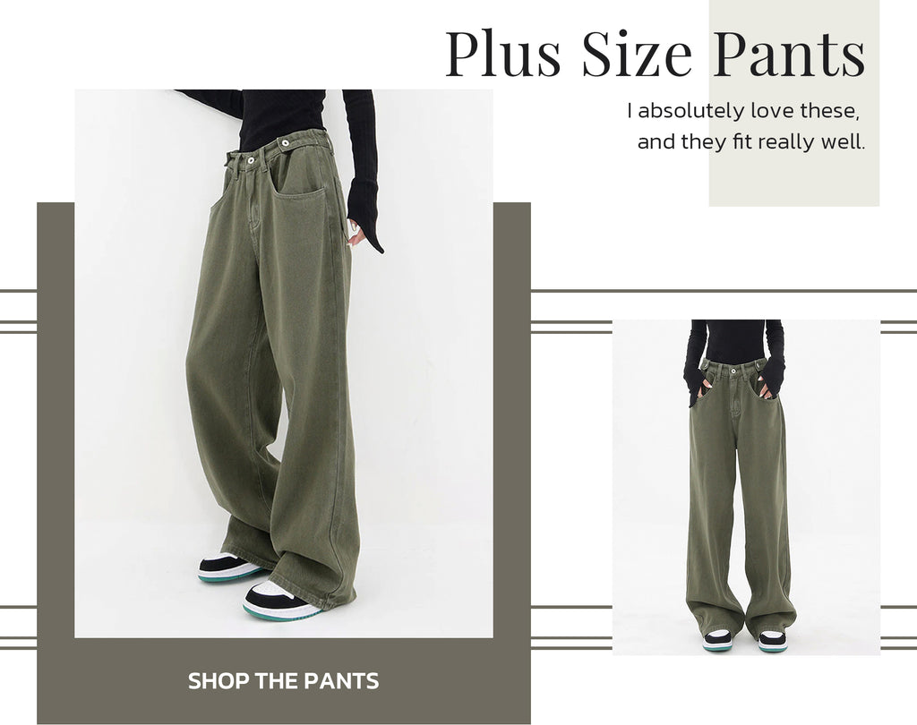 Plus Size Jeans High Waist Wide Leg Pants