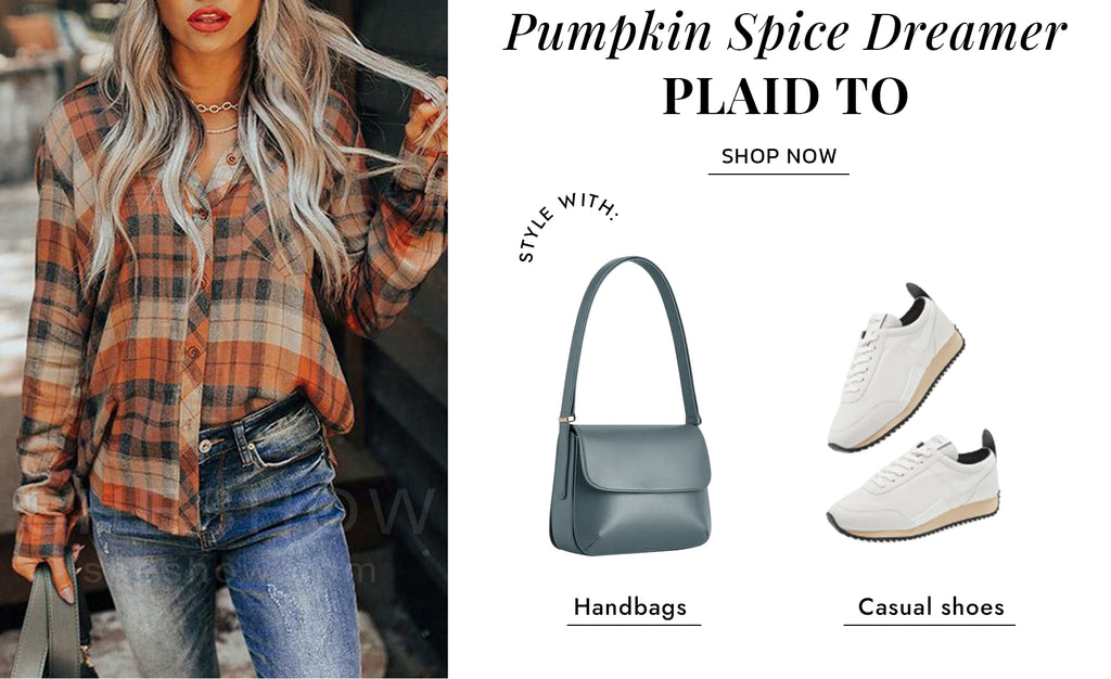 Pumpkin Spice Dreamer Plaid Top