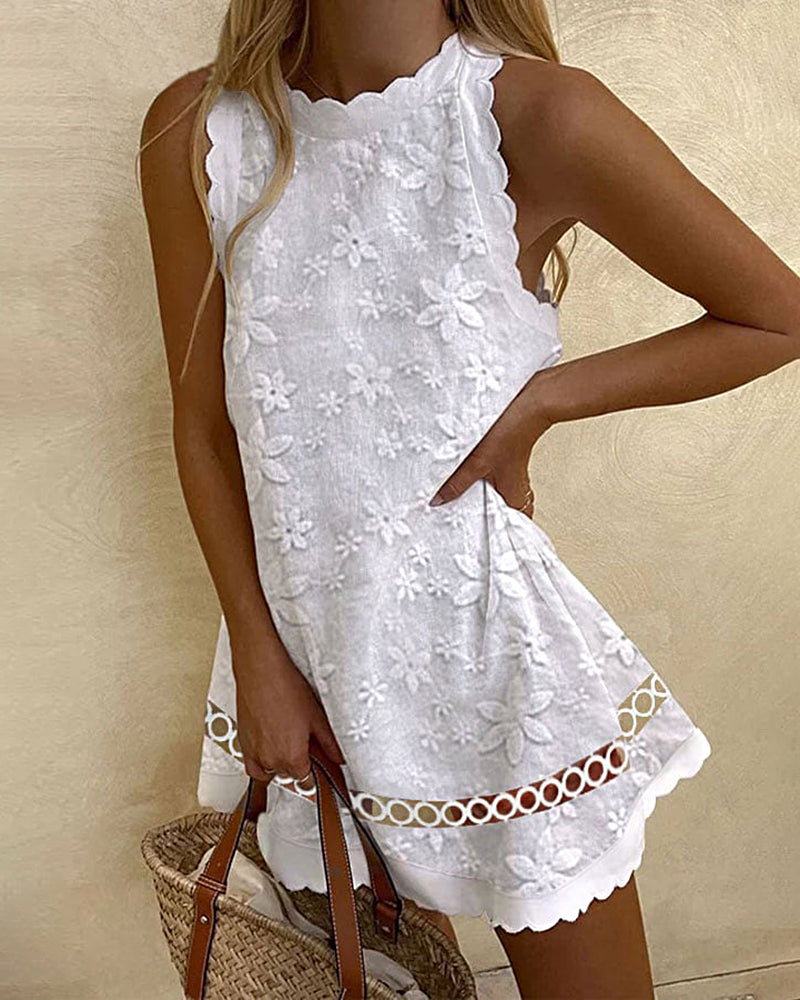 Sleeveless Print Casual Loose Mini Dress Summer Beach Party Dress