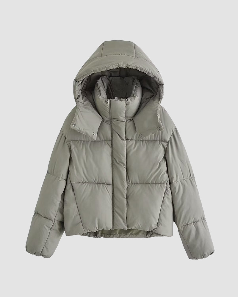 Short Cotton Jacket Hooded Solid Color Outerwears