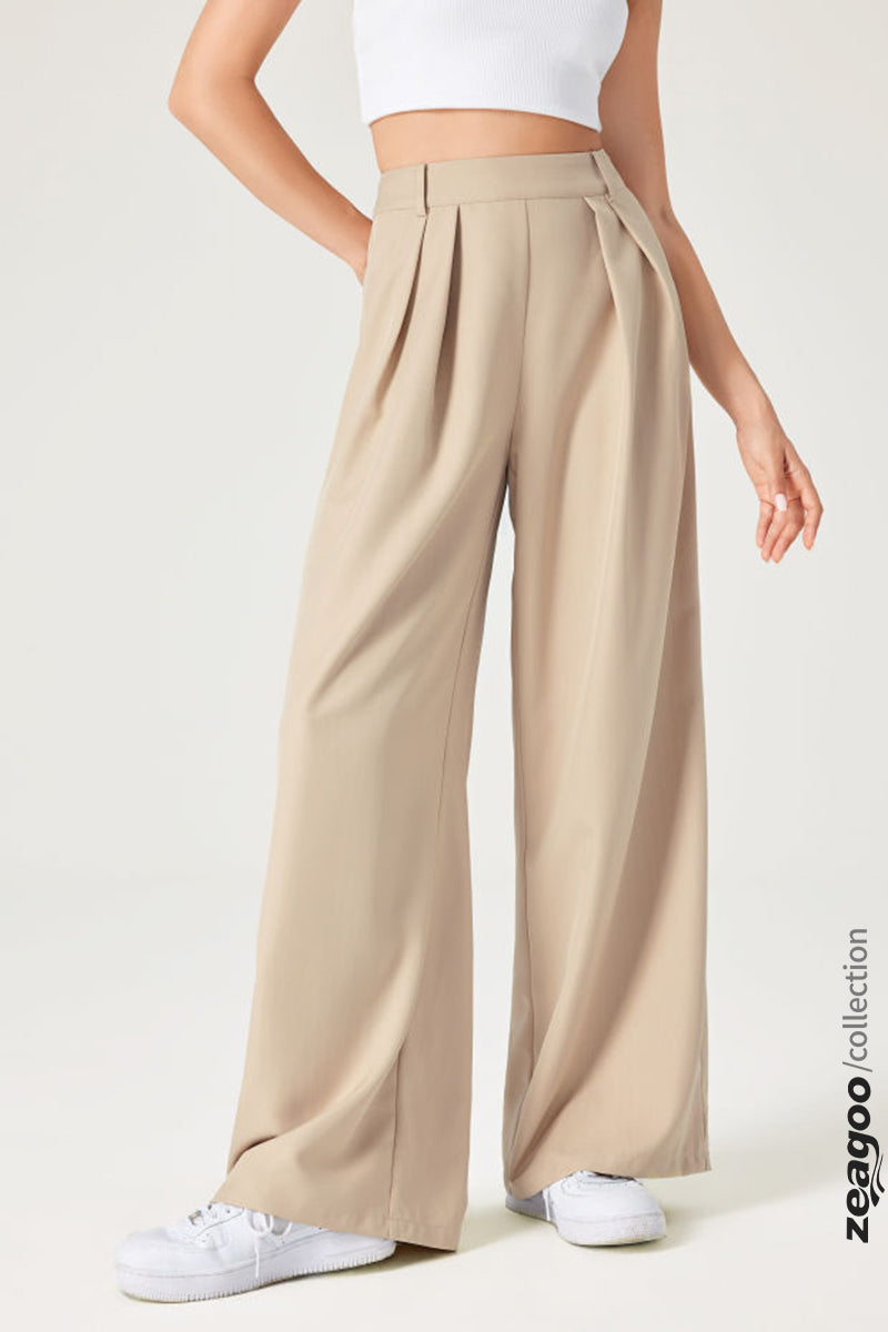 Pleated Wide Leg Trousers