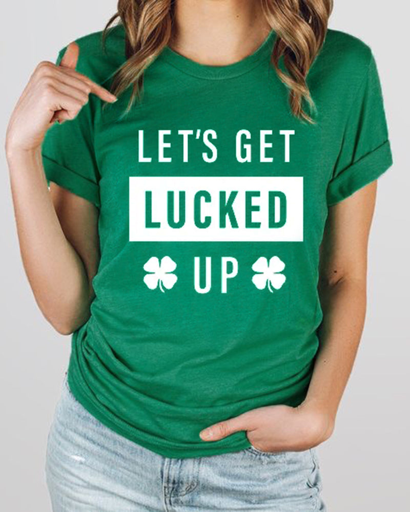 Crewneck Short Sleeve Tees St Patricks Day Shamrock Lettle Print T Shirts