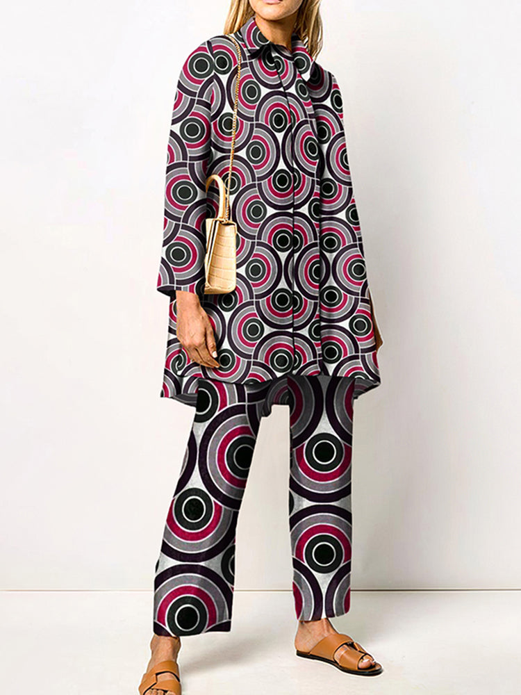 Trendy Abstract Geometric Print Two-Piece Sets 2022