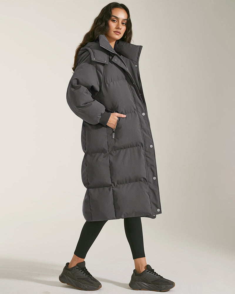 Mid Length Hoodied Thick Down Padded Jacket Coat