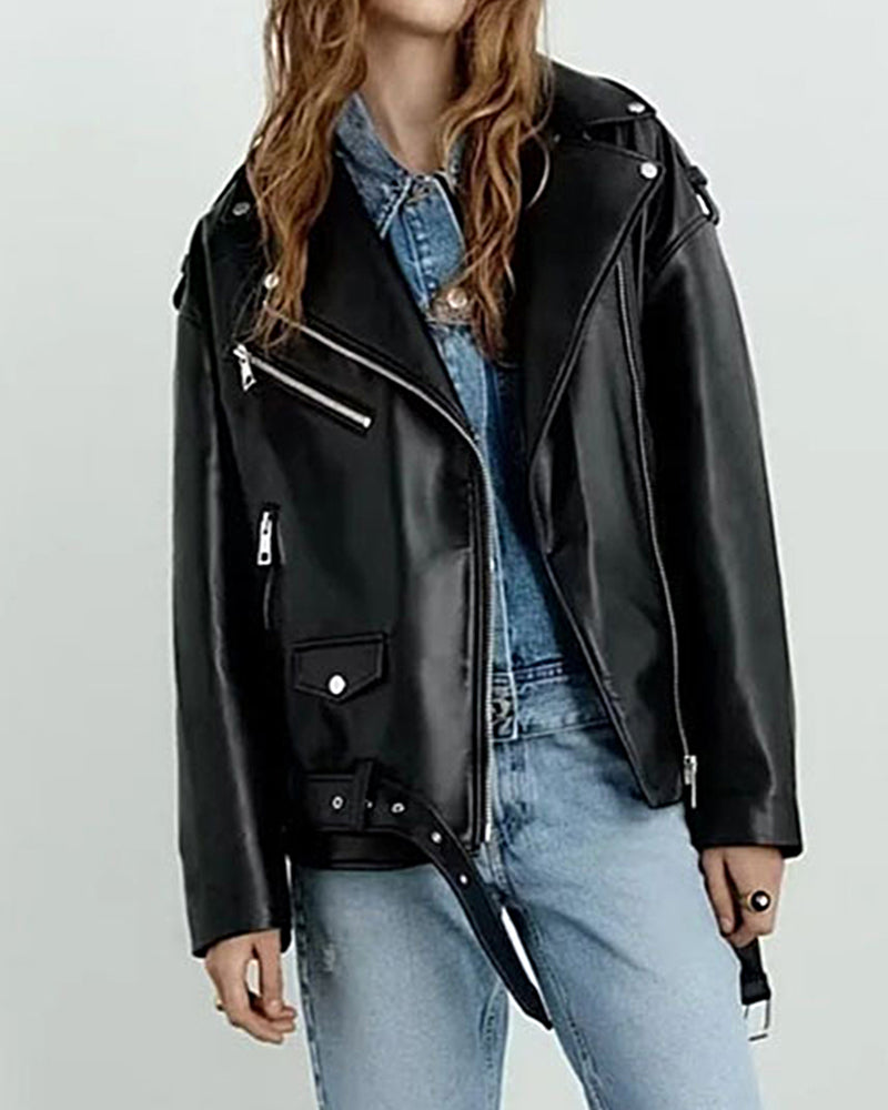 Faux Leather Oversized Jacket