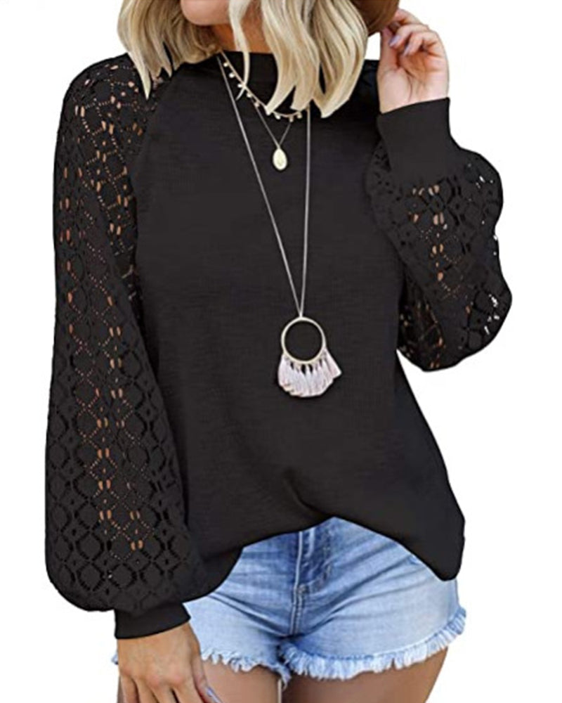 Long Sleeve Top Lace Loose Shirt