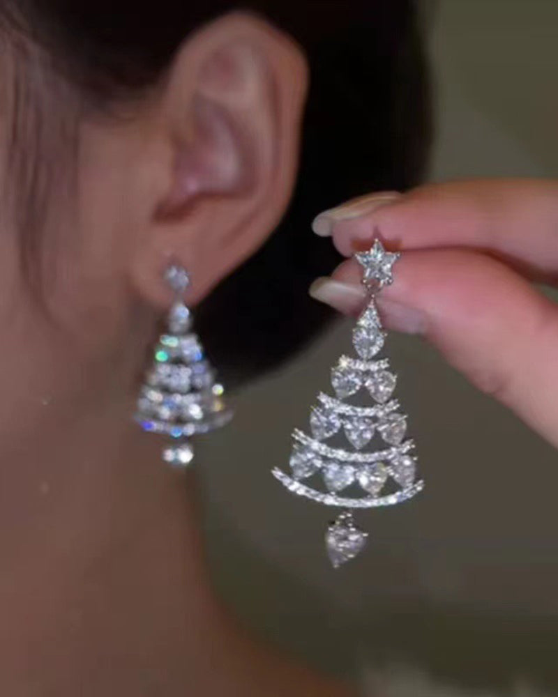 Christmas Tree 925 Silver Earrings