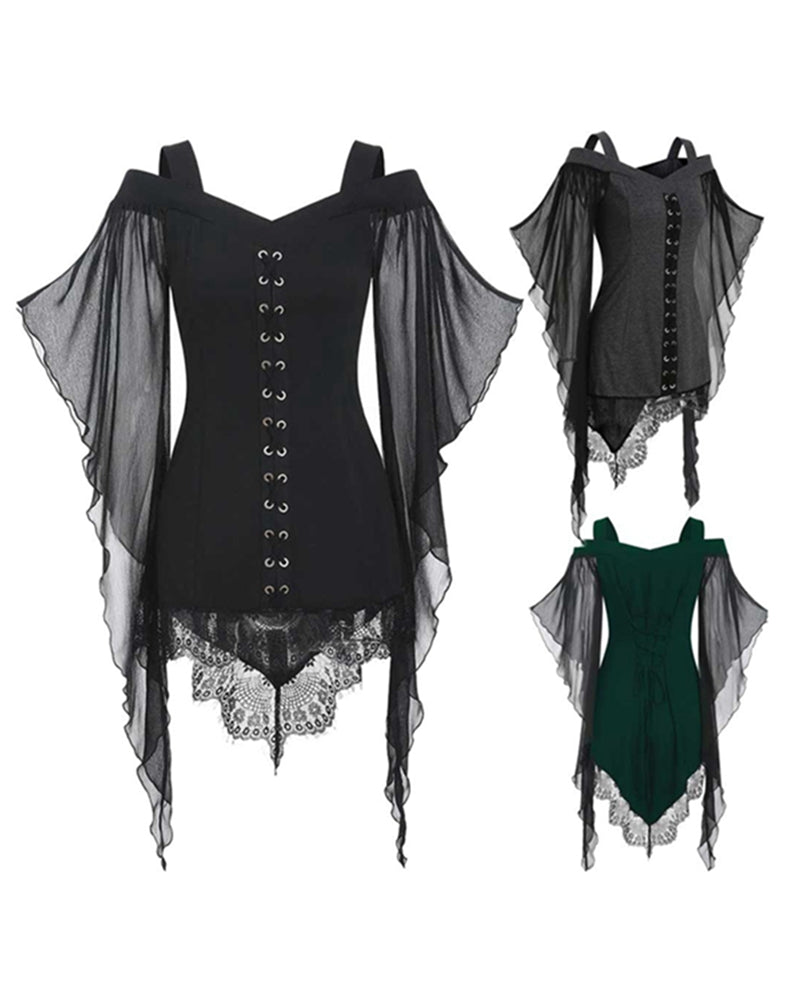 Cold Shoulder Witch Top Cosplay Gothic Blouse