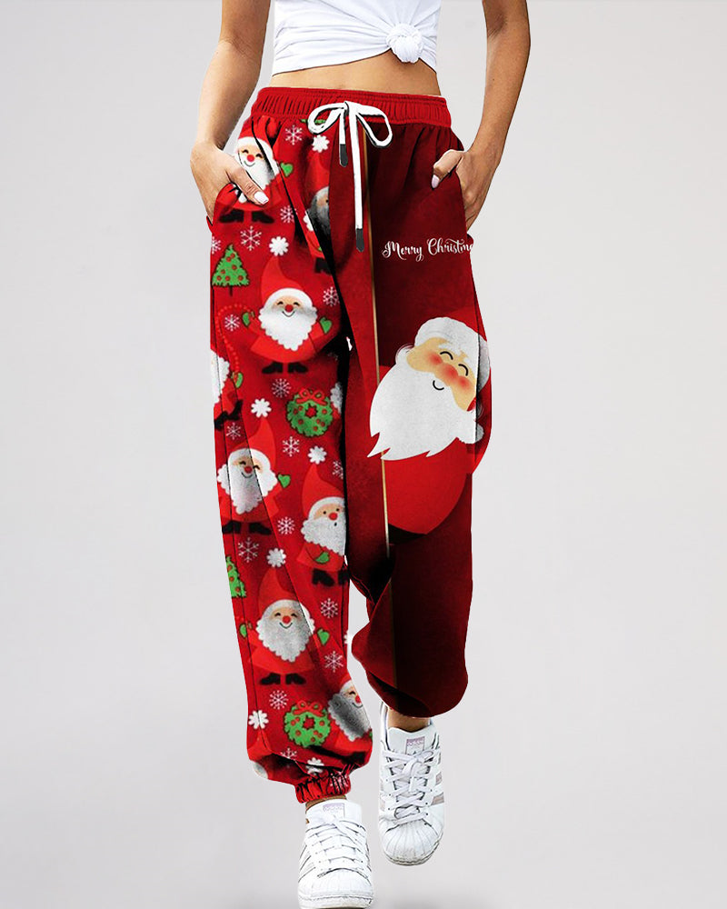 Christmas Print Sweatpants Casual Plus Size Unisex Joggers