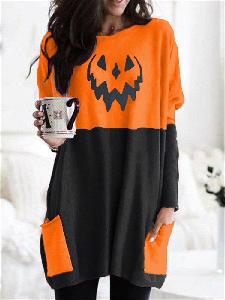 Pooky Ghost Face Contrast Colors Tunic Shirt