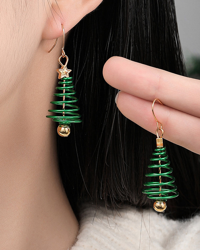 Round Christmas Tree Design Earrings