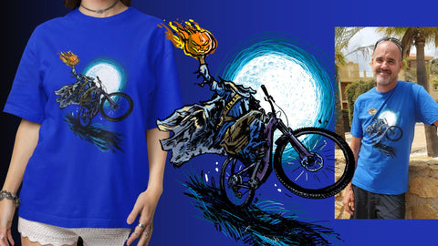 A Mountain Bike T-Shirt of the Headless Bikeman of the Apocalypse Inspired by Sleepy Hollow Headless Horseman