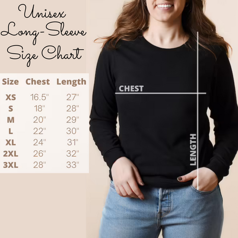 Unisex Long Sleeve Shirt Sizing Chart