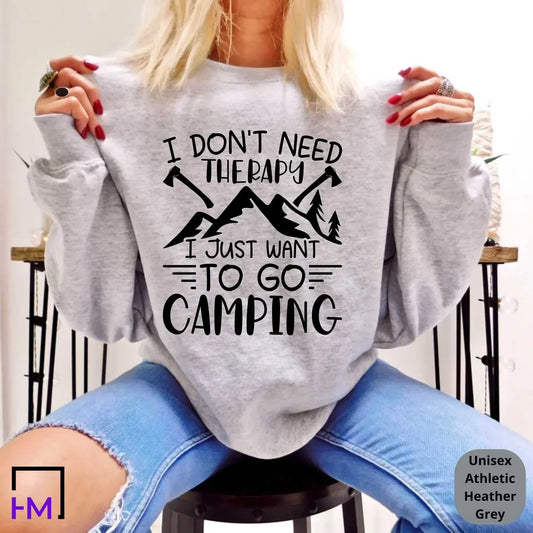 Mom Camping Shirt, Happy Camper, Mountain Mama Adventure Time Camper Gifts for Women, Nature Lover Sweatshirt, Camping Presents, Hiking Tee White /