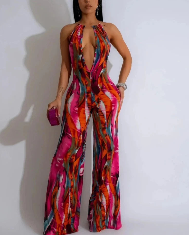 Brianna - Tropical Halter Jumpsuit