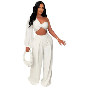 Tamyah - Women's Ruched Off Shoulder 2 Piece Outfit - S.A.K. Fashions