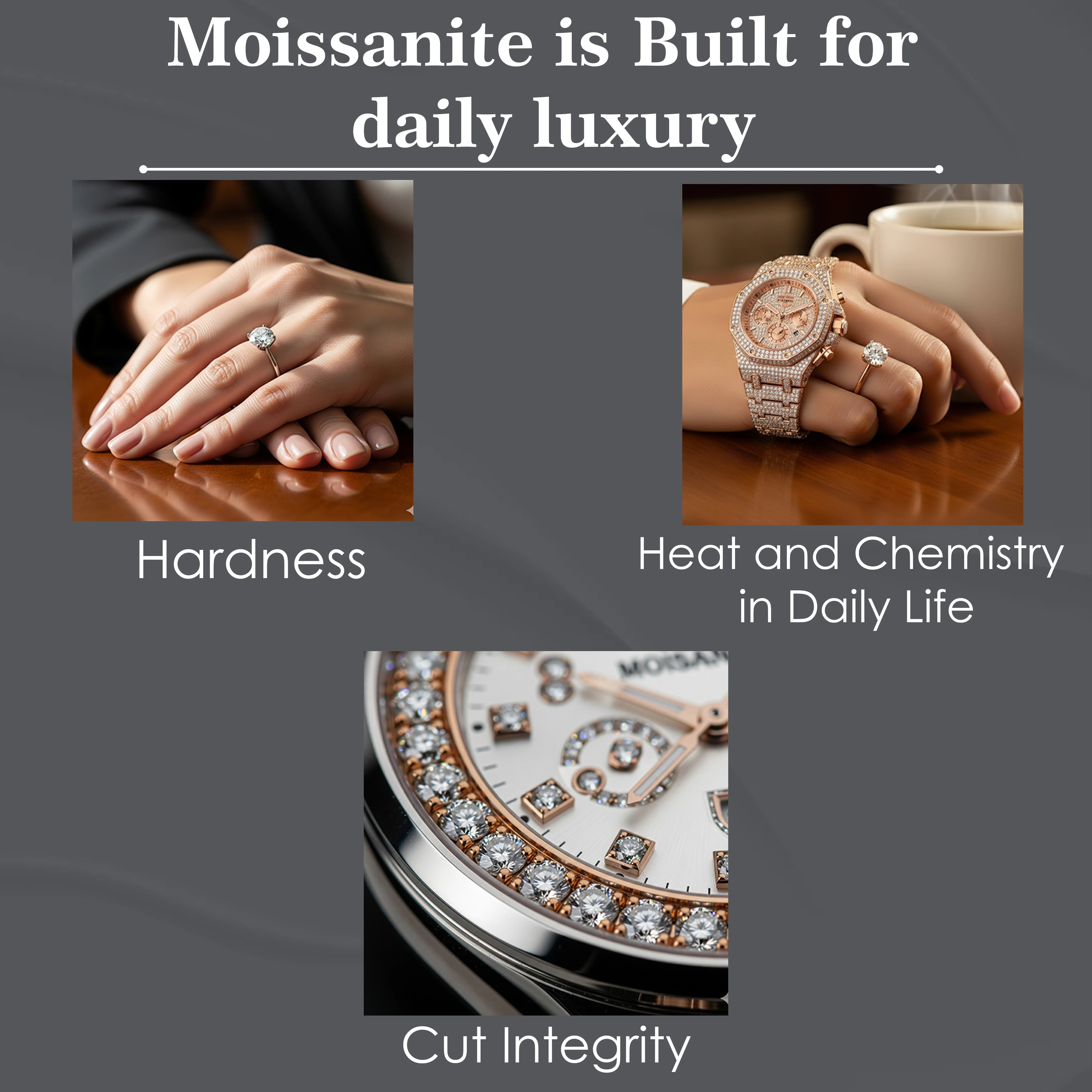 Moissanite jewelry and watches for daily luxury durability