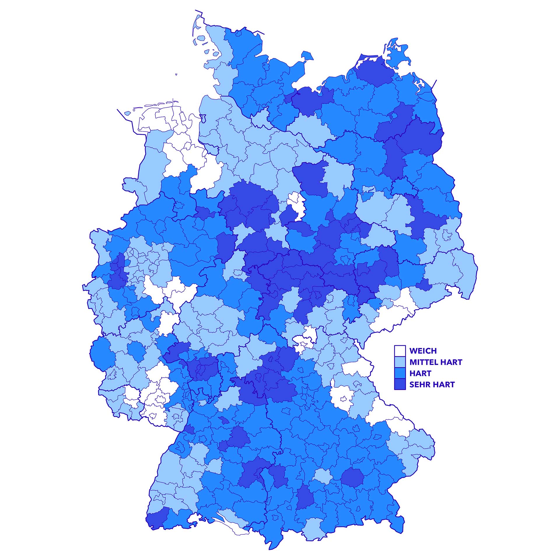 Map of water hardness in Germany