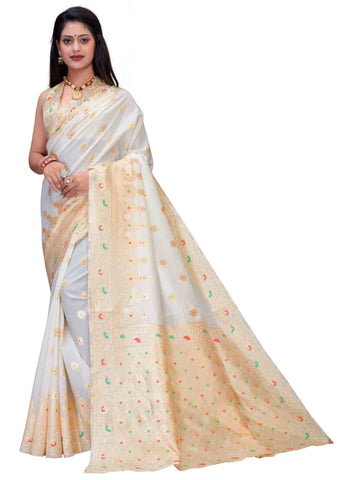 Woven Banarasi cotton silk saree