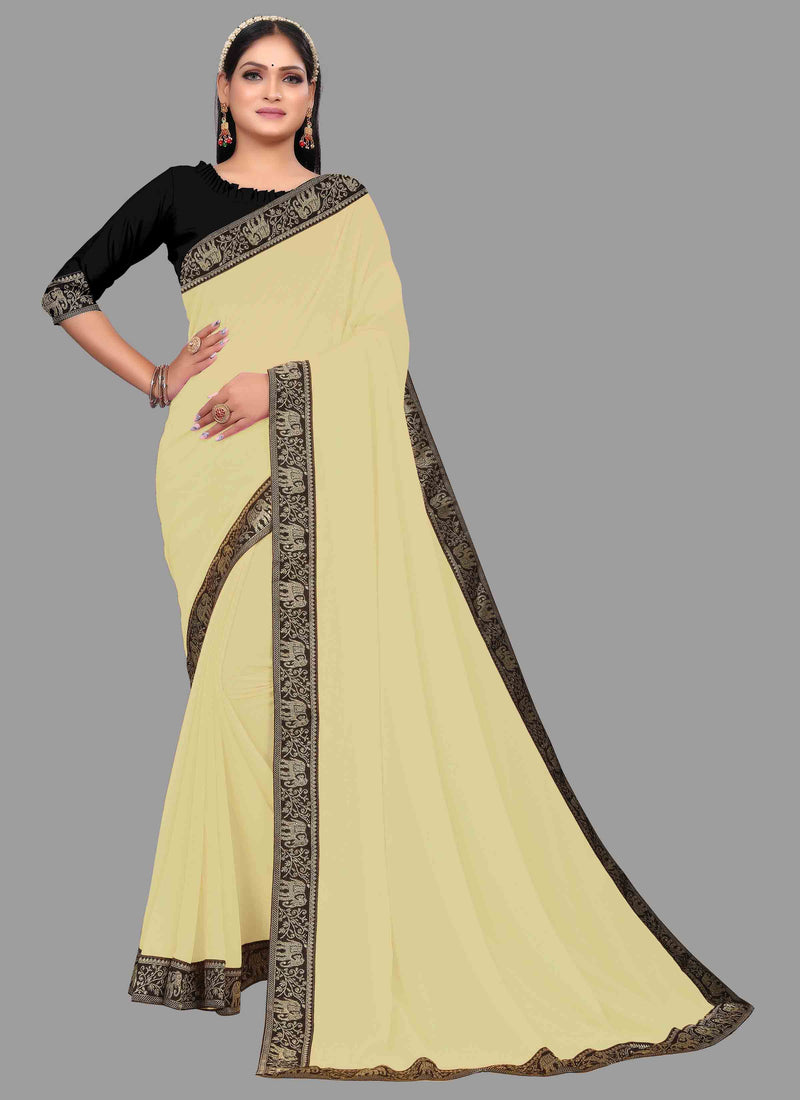 Beige Animal Party Wear Georgette Saree With Blouse | Sadika