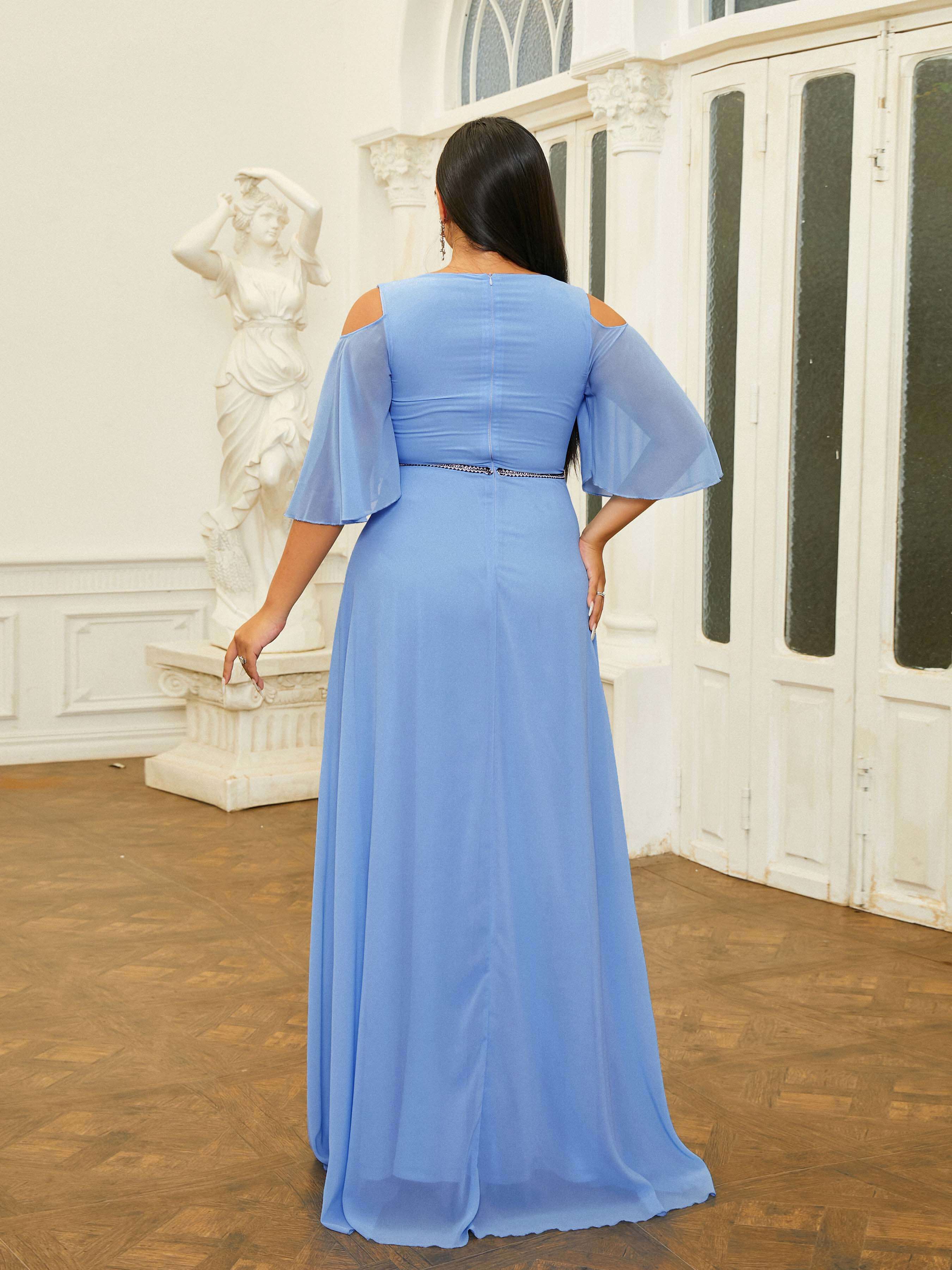 Plus Size Cutout V-neck A-line Prom Dress PRM21126