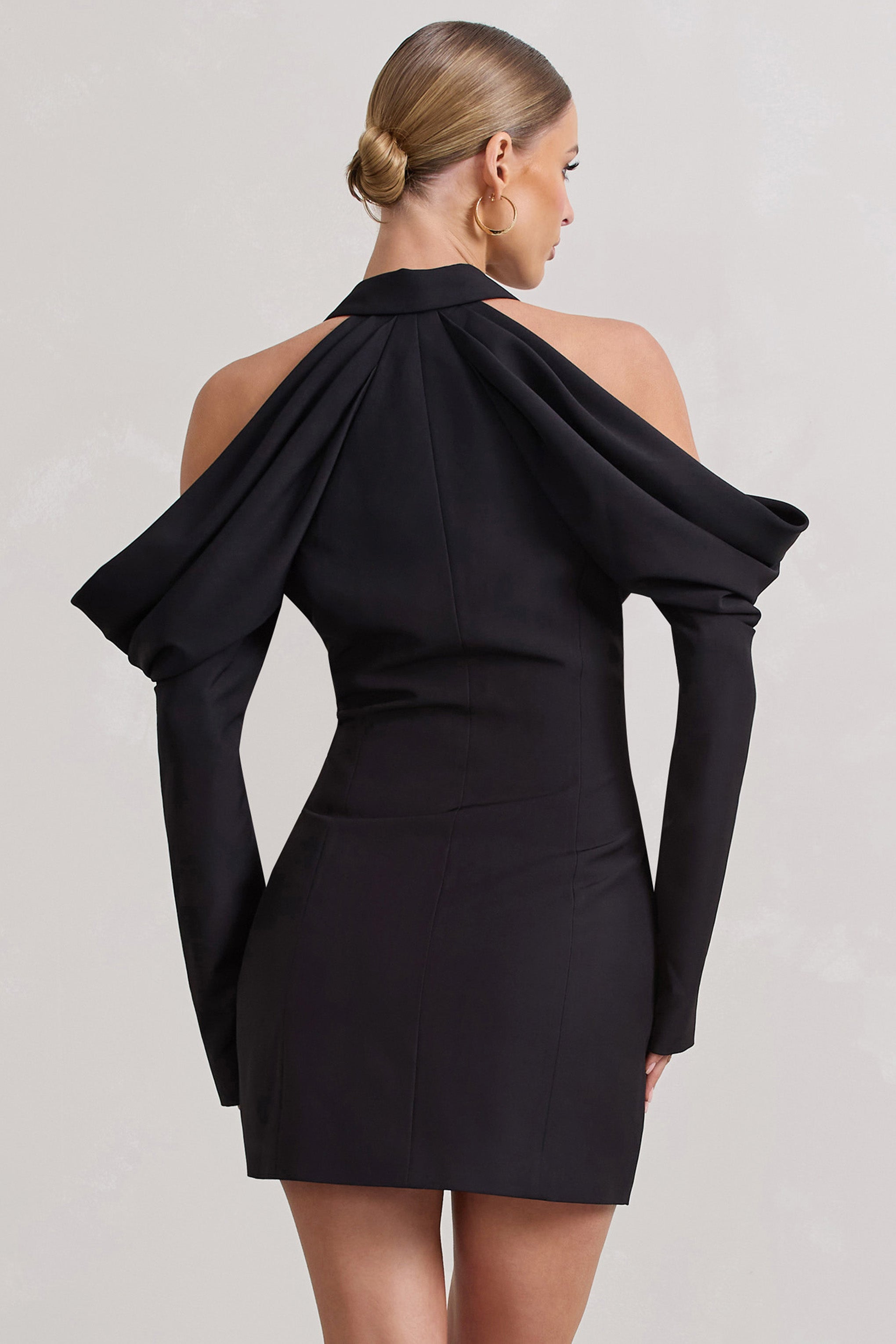 Your Night Black Plunge Draped Blazer Dress