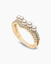 Sleek 18k Yellow Gold Akoya Pearl and Diamond Ring