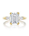 18k Yellow Gold Emerald Three-Stone Diamond Engagement Ring
