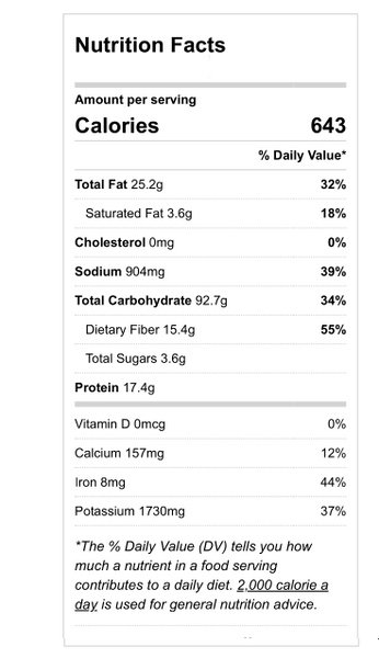 caeser salad w-chickpea-potatoes-nutrition-label-nourish-organic-vegan-food-houston