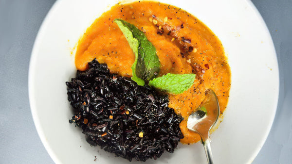 Forbidden Black rice with sauce