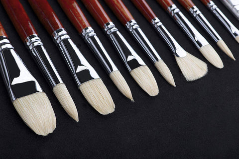 Golden Maple 3PCS Hog Bristle Long Handle Oil Fan Paint Brush Set  (105-5zhuzong3)