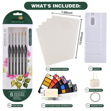 Testing Out Fuumuui's Travel Portable Watercolor Set - 25 Assorted Colors -  Pocket Field Sketch Kit 