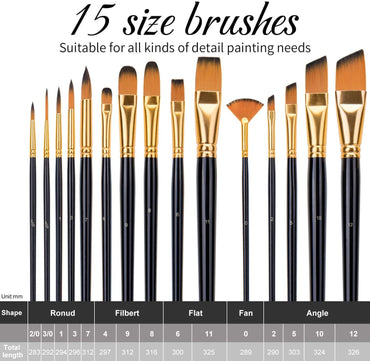 Golden Maple Nylon Paint Brush Set Fan Brush Detail Brush Liner Brush –  artgoldenmaple